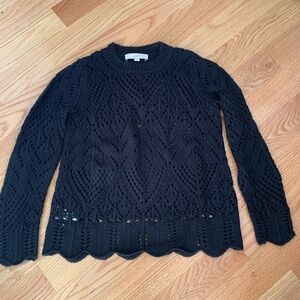 LOFT Black Crochet Knit Sweater